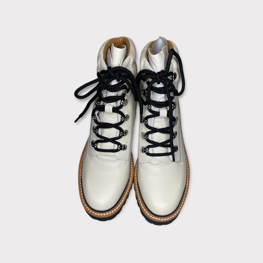 Marc Fischer Ivory Leather Idaran Combat Boots - Picture 5 of 7